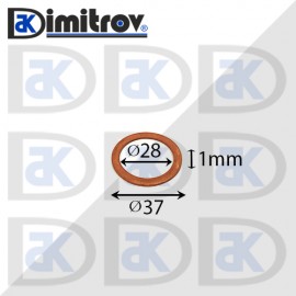 Дифтунга Ø 28 х Ø 37 х 1 mm медна